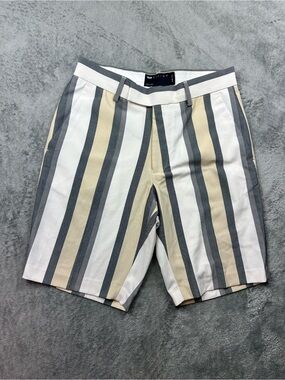 ASOS Design Men’s Striped Tailored Shorts Size 28 Waist Gray Cream White Flat